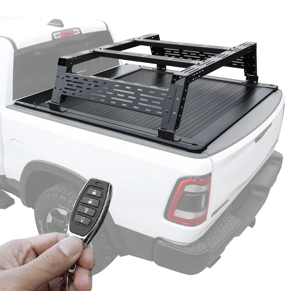 SYNETICUSA [2-in-1 Bundle] Ford Ranger Retractable Tonneau Cover w/ Rack System