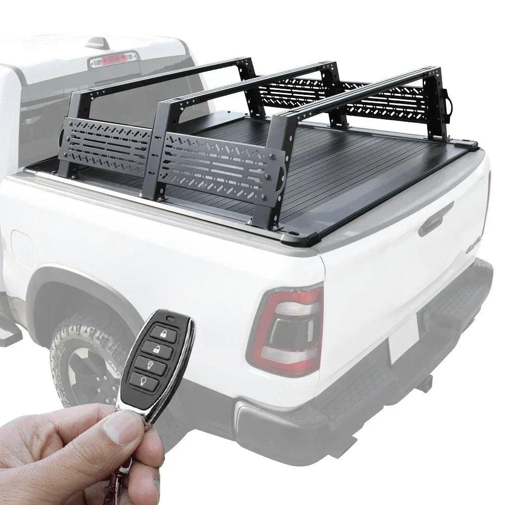 SYNETICUSA [2-in-1 Bundle] Ford Ranger Retractable Tonneau Cover w/ Rack System