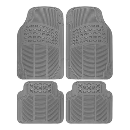 BDK 4-Piece Cushioned Grip Pad Front Floor Mats and Rear Floor Mats - Heavy Duty, All Weather, Trim to Fit - Gray