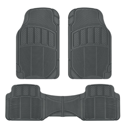 BDK 3-Piece Square Heel Pads Front Floor Mats and Rear Floor Mats - Heavy Duty, All Weather, Trim to Fit - Gray