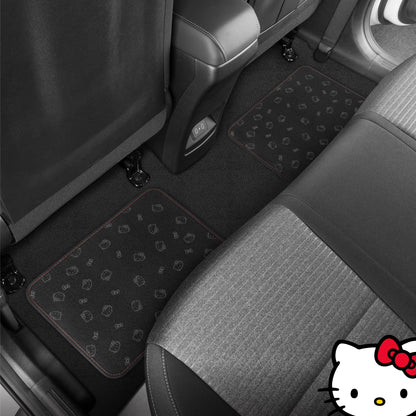 Hello Kitty Carpet Car Floor Mats - Universal Fit for Cars, SUVs & Trucks - Black with Red Bow & Hello Kitty Print - Front & Rear Set, 4 Piece