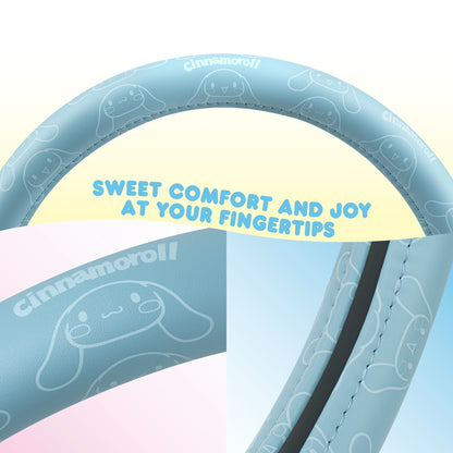 Cinnamoroll Steering Wheel Cover, Official Sanrio Car Steering Wheel Cover with Universal Size 14.5 - 15.5, Cute Blue Steering Wheel Cover for