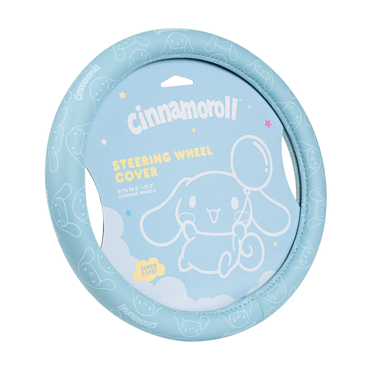 Cinnamoroll Steering Wheel Cover, Official Sanrio Car Steering Wheel Cover with Universal Size 14.5 - 15.5, Cute Blue Steering Wheel Cover for