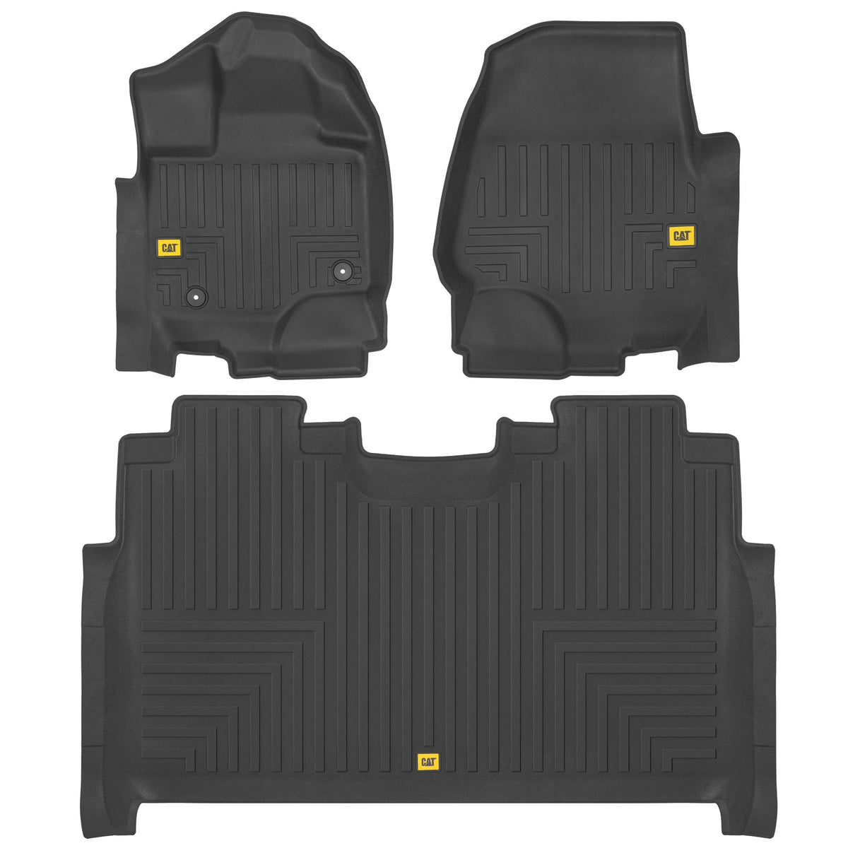 CAT 3-Piece Contour Custom Fit Front Floor Liners and Rear Trunk/Cargo Liner for Ford F-150 SuperCrew Cab (2015 - 2022)