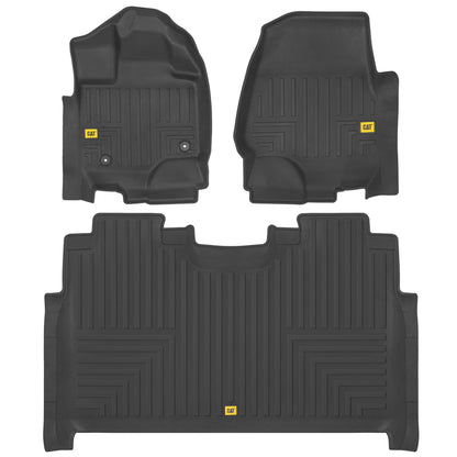 CAT 3-Piece Contour Custom Fit Front Floor Liners and Rear Trunk/Cargo Liner for Ford F-150 SuperCrew Cab (2015 - 2022)