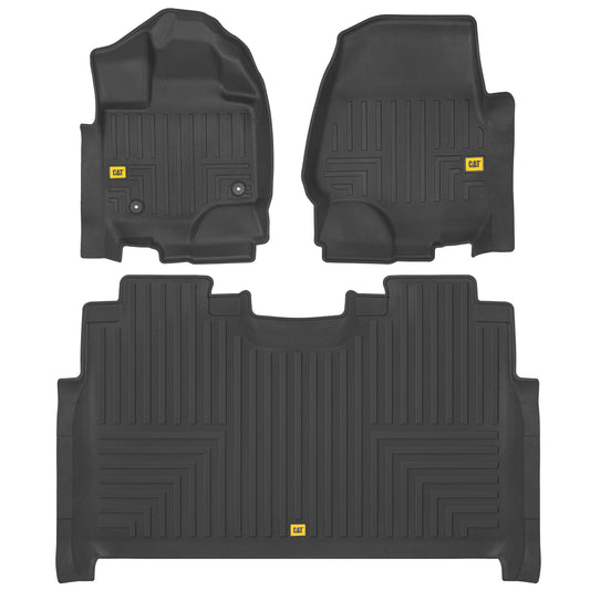 CAT 3-Piece Contour Custom Fit Front Floor Liners and Rear Trunk/Cargo Liner for Ford F-150 SuperCrew Cab (2015 - 2022)