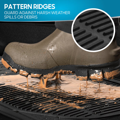 BDK 3-Piece Square Heel Pads Front Floor Mats and Rear Floor Mats - Heavy Duty, All Weather, Trim to Fit