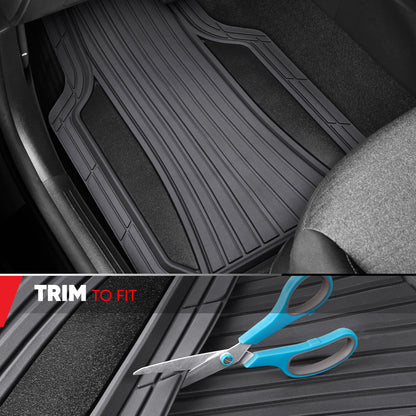 Motor Trend ChromeTech Car Floor Mats Full Set - Durable Rubber Floor Mats for Cars with Two Tone Accent, All Weather Interior Protection for