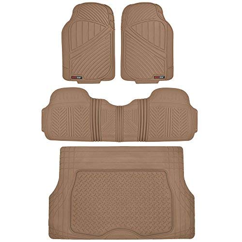 MotorTrend 4-Piece FlexTough Performance Deep Channel Front Floor Mats, Rear Floor Mat, and Trunk/Cargo Mat - Heavy Duty, All Weather, Trim to Fit