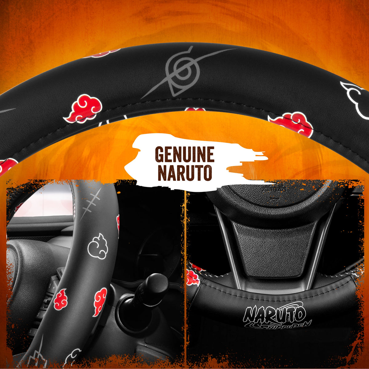 Naruto Shippuden Car Steering Wheel Cover, 15 Inch Anime Steering Wheel Cover, Cushioned Soft Comfortable Cover Anime Car Accessories for Men