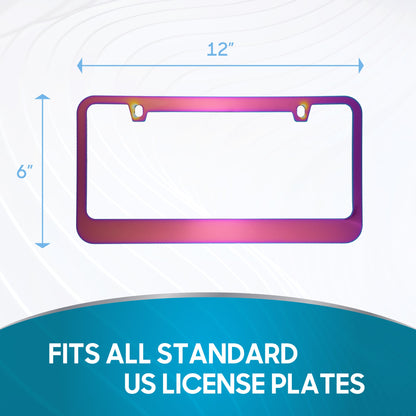 Chrome Plated Rust-Proof Die-Cast Stainless Metal License Plate Frame/Holder Universal Size - Blank Metal Design (Pack of 2)