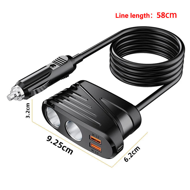 CARPURIDE Car charger mobile phone charger cigarette lighter dispenser with 2USB ports dual QC3.0 fast charging 20W USB-C