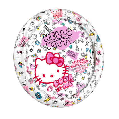 Hello Kitty Steering Wheel Cover, Official Sanrio Car Steering Wheel Cover with Universal Size 14.5 - 15.5, Cute White Steering Wheel Cover for
