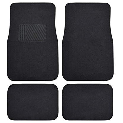 BDK 4-Piece Premium Carpet Non-Slip Heel Pad Front Floor Mats and Rear Floor Mats - Black