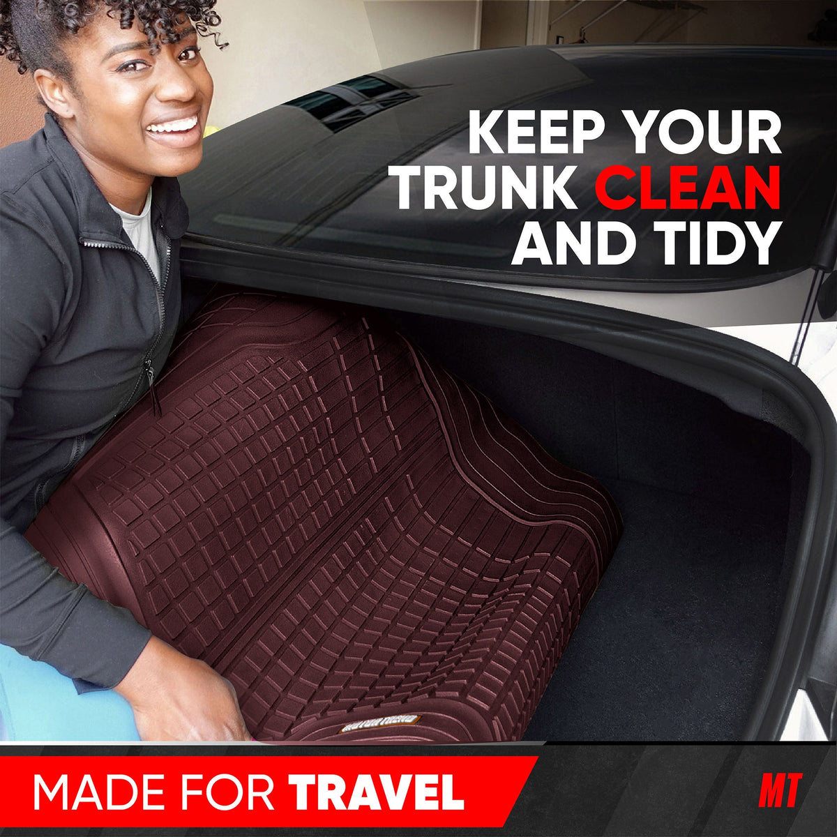 Motor Trend FlexTough Rear Cargo Mat - Heavy-Duty Trimmable Car Trunk Mat for Back of SUV, Universal Rear Cargo Liner for SUV, Flexible Trunk