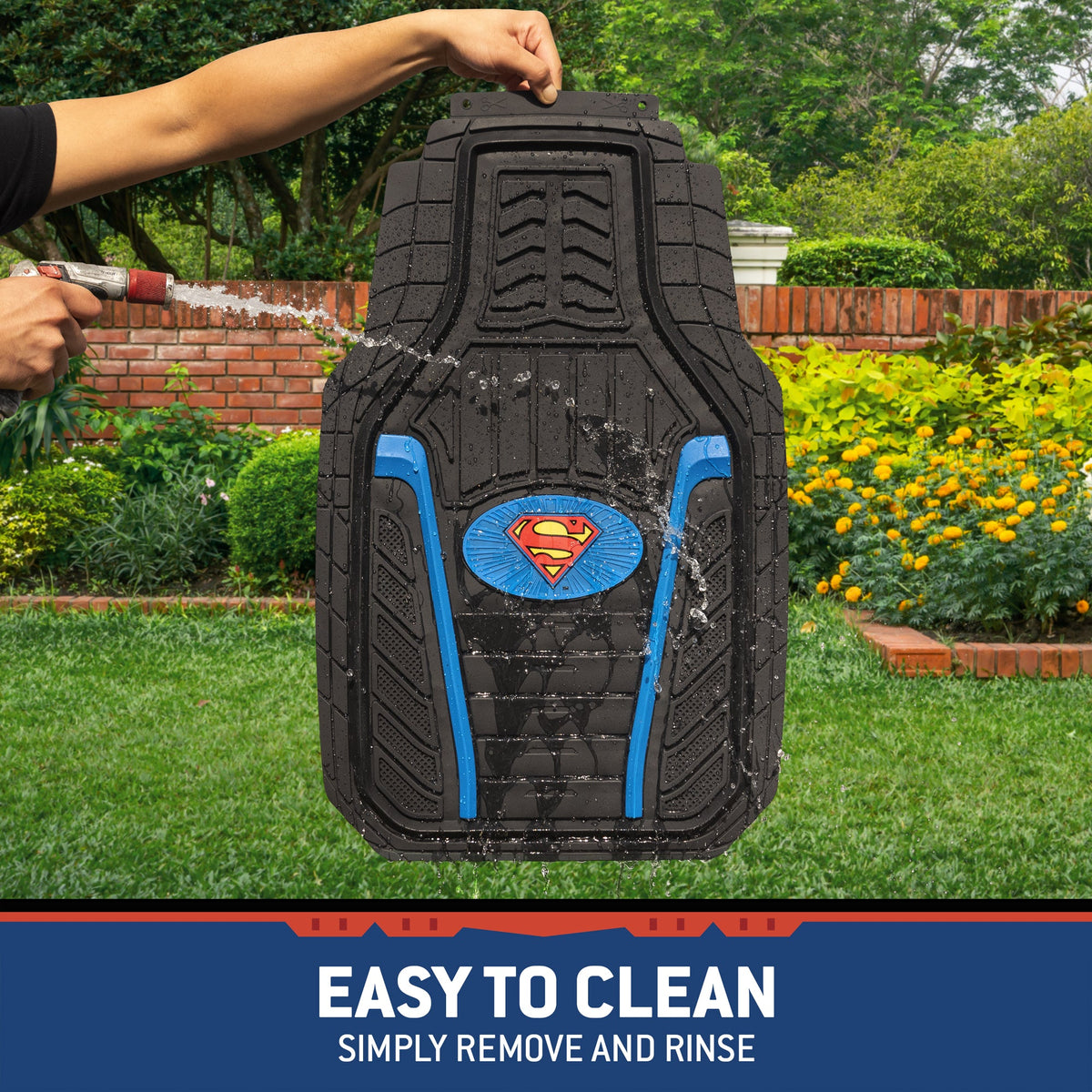 BDK Armored Super Hero Car Floor Mats - Officially Licensed DC Comics - All Weather Heavy Duty Auto Interior Liners for Car Truck Van SUV