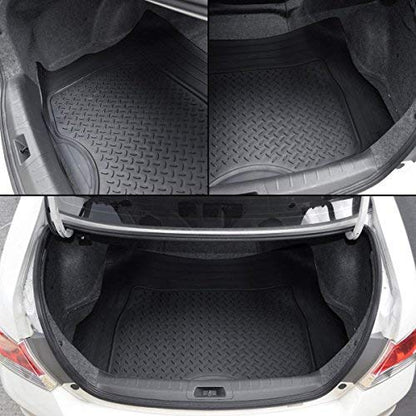 MotorTrend 4-Piece FlexTough Performance Deep Channel Front Floor Mats, Rear Floor Mat, and Trunk/Cargo Mat - Heavy Duty, All Weather, Trim to Fit