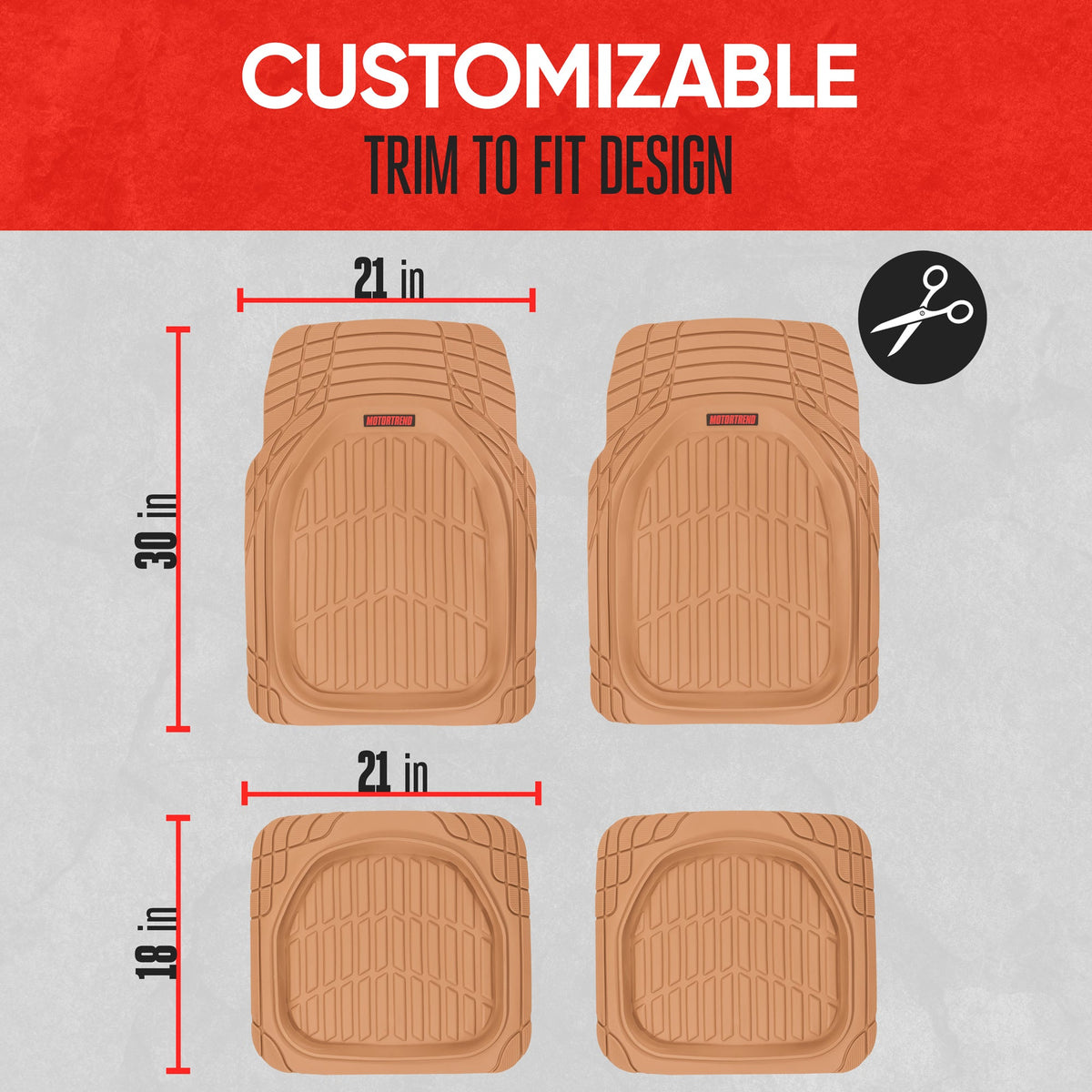 MotorTrend 4-Piece FlexTough Tortoise Front Floor Mats and Rear Floor Mats