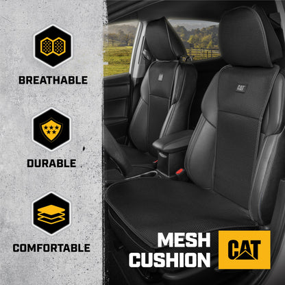 Caterpillar AeroMesh Black Seat Covers for Trucks, Car, & SUV - Front Truck Seat Cover Protector - Breathable Mesh Universal Fit Car Seat Covers
