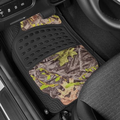 BDK 4-Piece Forest Floor Camo Front Floor Mats and Rear Floor Mats - Heavy Duty, All Weather, Trimmable