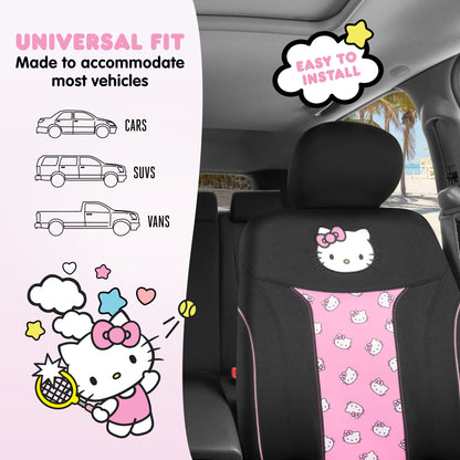 Hello Kitty Car Seat Cover - Cute and Durable Pink Front Seat Cover, Adorable Hello Kitty Design, Comfortable and Long-Lasting Polyester, Car