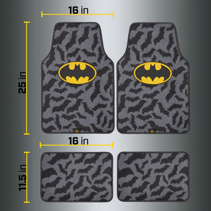 Warner Bros DC Comics 4-Piece Batman Logo with Bat Background Front Floor Mats