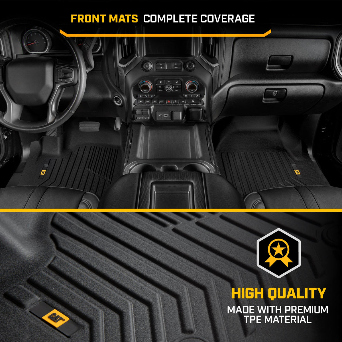 CAT® JustFit™ 3D Custom Fit Floor Mats Chevrolet Silverado 1500/GMC Sierra 2019-2026, Chevy Silverado 2500HD/3500HD Crew Cab/GMC Sierra