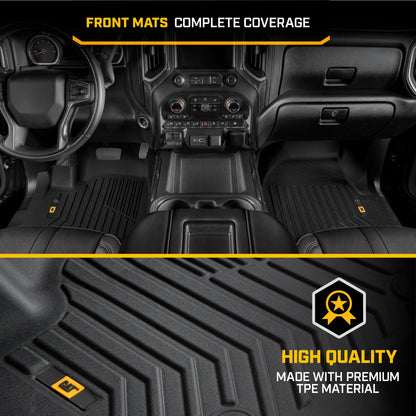 CAT® JustFit™ 3D Custom Fit Floor Mats Chevrolet Silverado 1500/GMC Sierra 2019-2026, Chevy Silverado 2500HD/3500HD Crew Cab/GMC Sierra