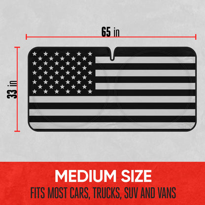 MotorTrend USA Black American Flag Front Windshield Sunshade - Medium (65" x 33")