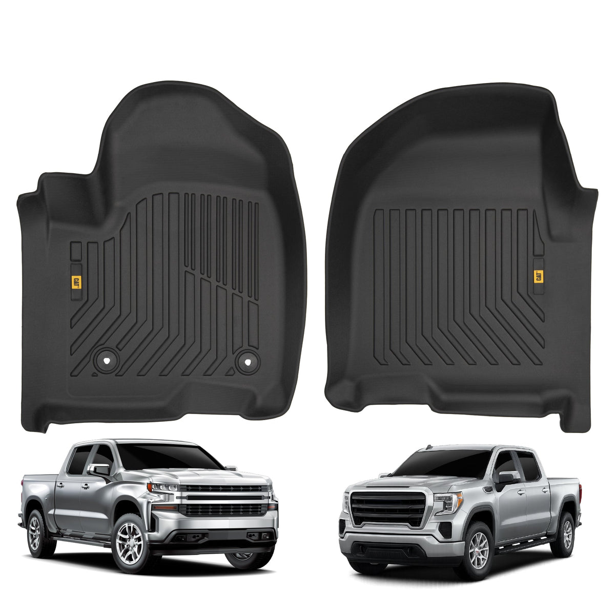 CAT® JustFit™ 3D Custom Fit Floor Mats Chevrolet Silverado 1500/GMC Sierra 2019-2026, Chevy Silverado 2500HD/3500HD Crew Cab/GMC Sierra