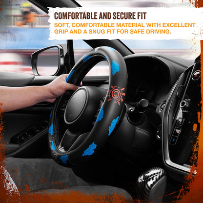 Naruto Shippuden Car Steering Wheel Cover, 15 Inch Anime Steering Wheel Cover, Cushioned Soft Comfortable Cover Anime Car Accessories for Men