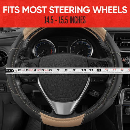 MotorTrend GripDrive Carbon Fiber Weave Ergonomic Grip Steering Wheel Cover (Fits 14.5" - 15.5")