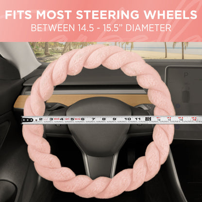 Carbella Twisted Plush Fur Steering Wheel Cover (Fits 14.5" - 15.5")