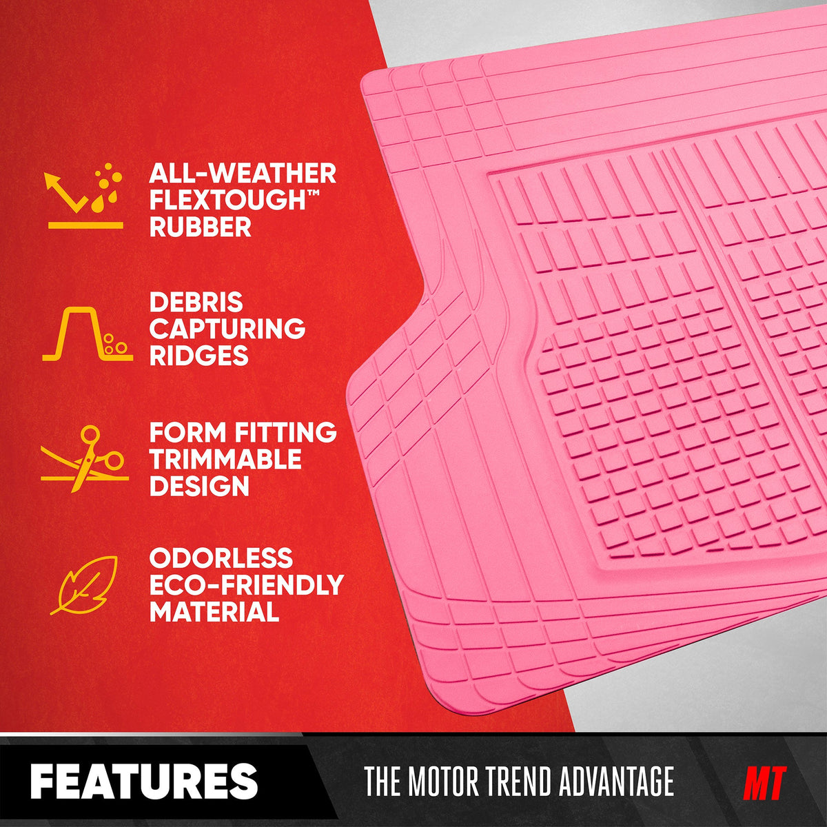 Motor Trend FlexTough Rear Cargo Mat – Heavy-Duty Trimmable Car Trunk Mat for Back of SUV, Universal Rear Cargo Liner for SUV, Flexible Trunk