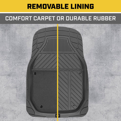 CAT 4-Piece Detachable Carpet Deep Dish Front Floor Mats and Rear Floor Mats - Heavy Duty, All Weather, Trim to Fit