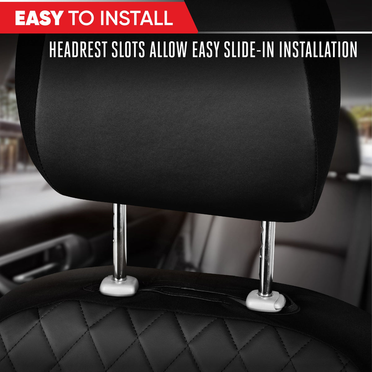 Motor Trend Faux Leather Seat Covers For Trucks, Cars, & SUV - Front Black & Gray Car Seat Cover Set - Universal Fit For Most Automotives