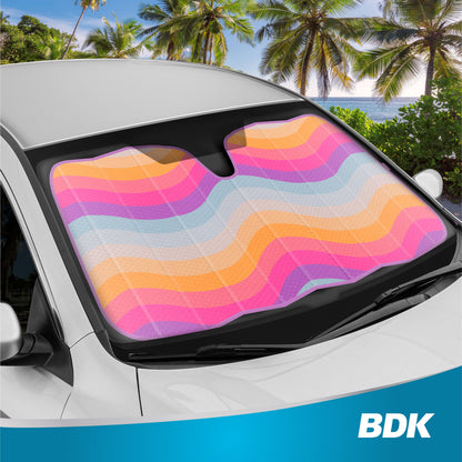BDK Retro Wave Automotive Windshield Sunshades Accordion Folding Style - Windshield Sun Shade Auto Shade for Cars Trucks SUVs Vans Sun Visor