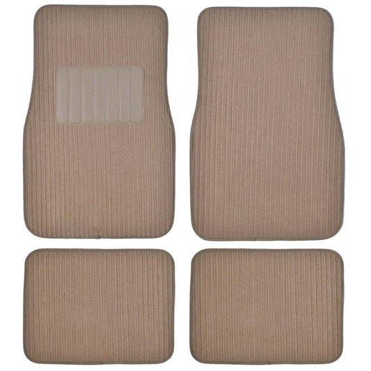 BDK 4-Piece Corduroy Front Floor Mats and Rear Floor Mats - Black