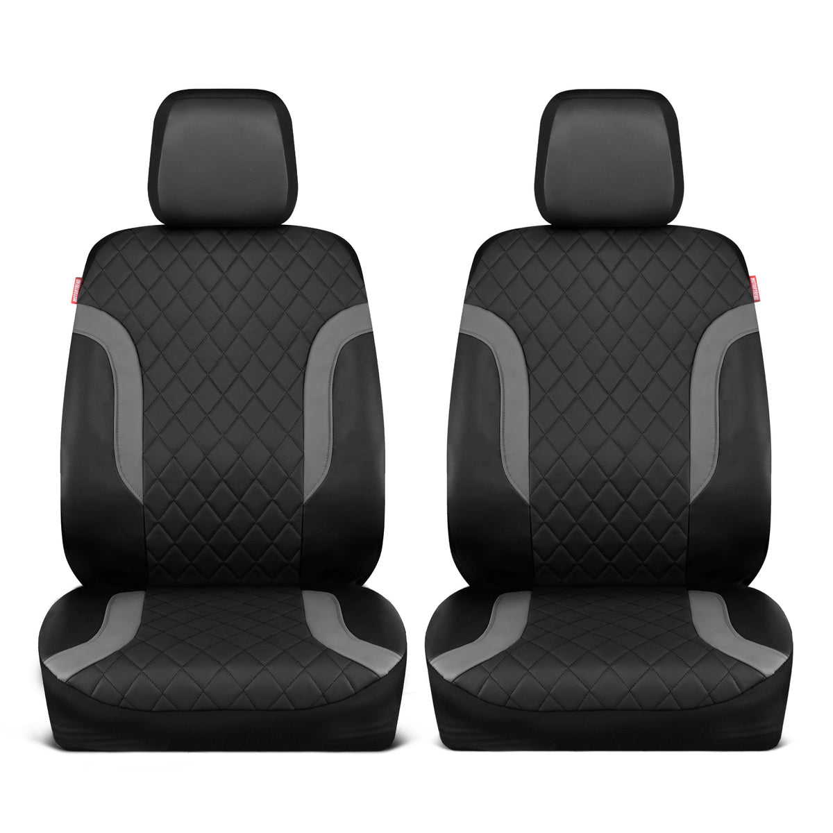 Motor Trend Faux Leather Seat Covers For Trucks, Cars, & SUV - Front Black & Gray Car Seat Cover Set - Universal Fit For Most Automotives