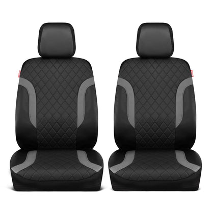 Motor Trend Faux Leather Seat Covers For Trucks, Cars, & SUV - Front Black & Gray Car Seat Cover Set - Universal Fit For Most Automotives