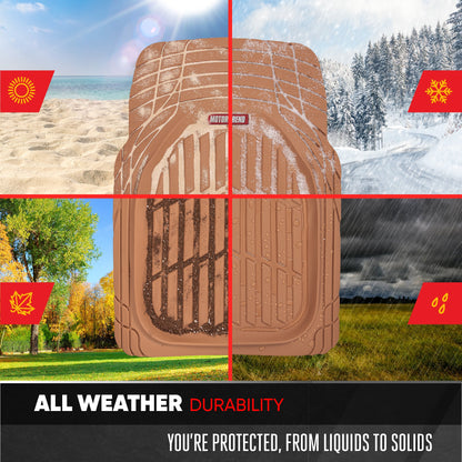 MotorTrend 4-Piece 3-Rows FlexTough Deep Dish Front Floor Mats, Middle Floor Mats, and Rear Floor Mat