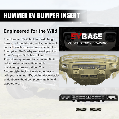 EVBASE Hummer EV Front Bumper Grille Mesh Insert Front Radiator Protection Bug & Debris Screen