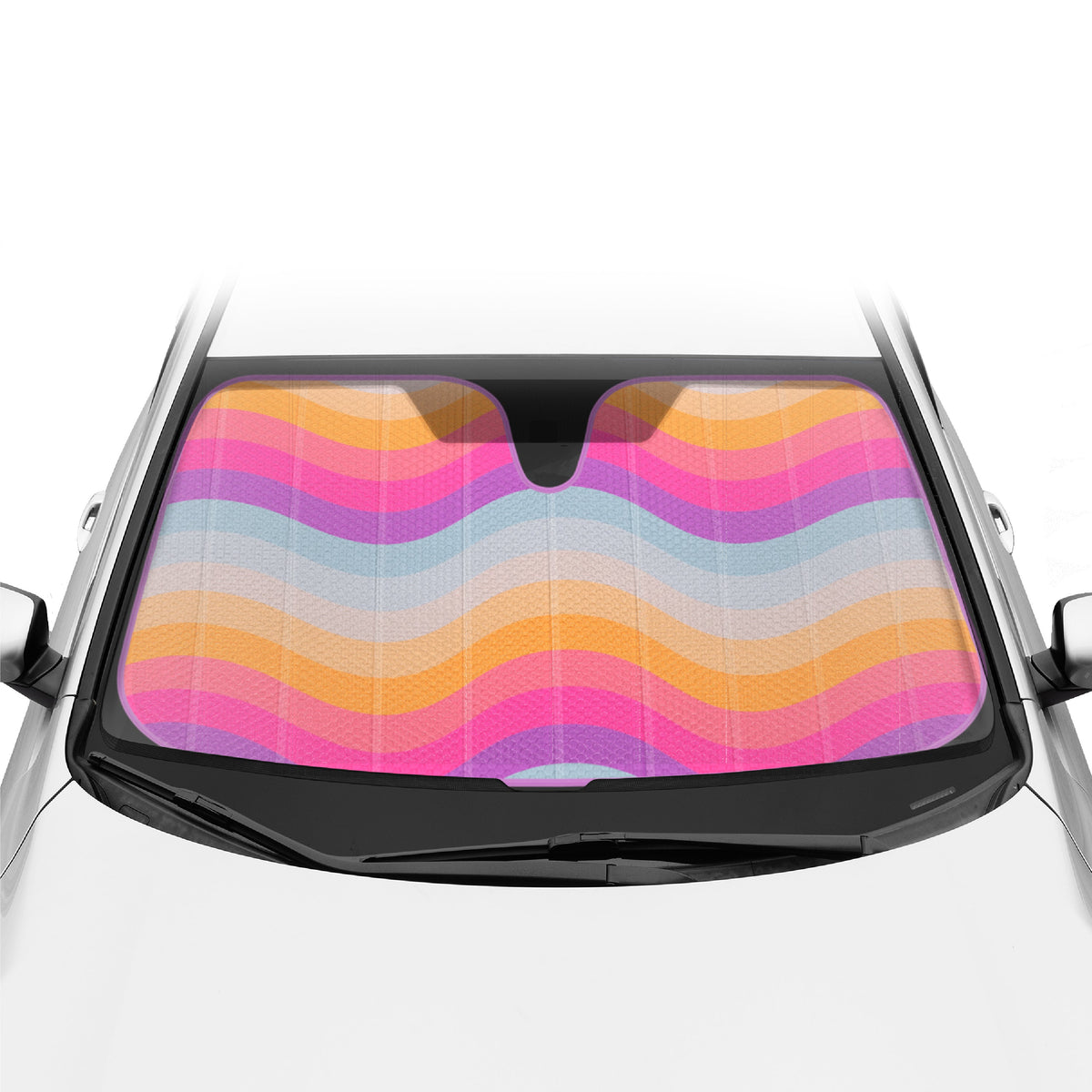 BDK Retro Wave Automotive Windshield Sunshades Accordion Folding Style - Windshield Sun Shade Auto Shade for Cars Trucks SUVs Vans Sun Visor