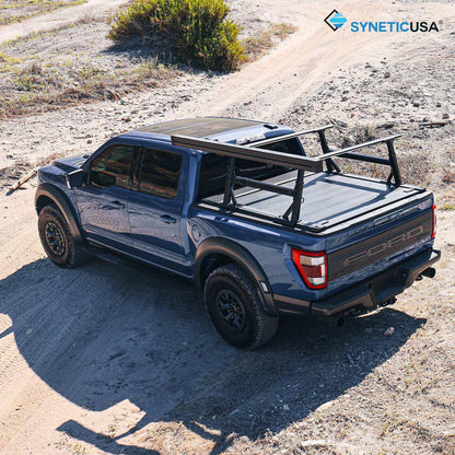 SYNETICUSA [2-in-1 Bundle] Ford F-250/F-350 Retractable Tonneau Cover w/ Rack System