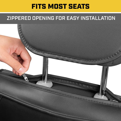 CAT® Edge Deluxe Car Seat Covers for Front Seats - Premium Two-Tone Faux Leather Seat Covers for Cars with Universal Fit, Rugged Automotive Seat