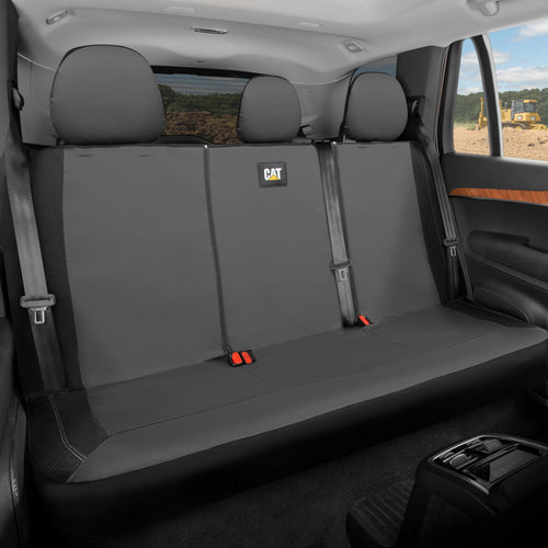 CAT PU Leather Rear Bench Seat Cover – Gray, 60/40 Split Fit for Cars, Trucks, SUVs – Waterproof, Scratch-Resistant, Semi-Universal Fit Rear Seat