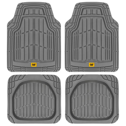 CAT 4-Piece ToughRide Rubber Front Floor Mats and Rear Floor Mats - Heavy Duty, All Weather, Trim to Fit - Gray