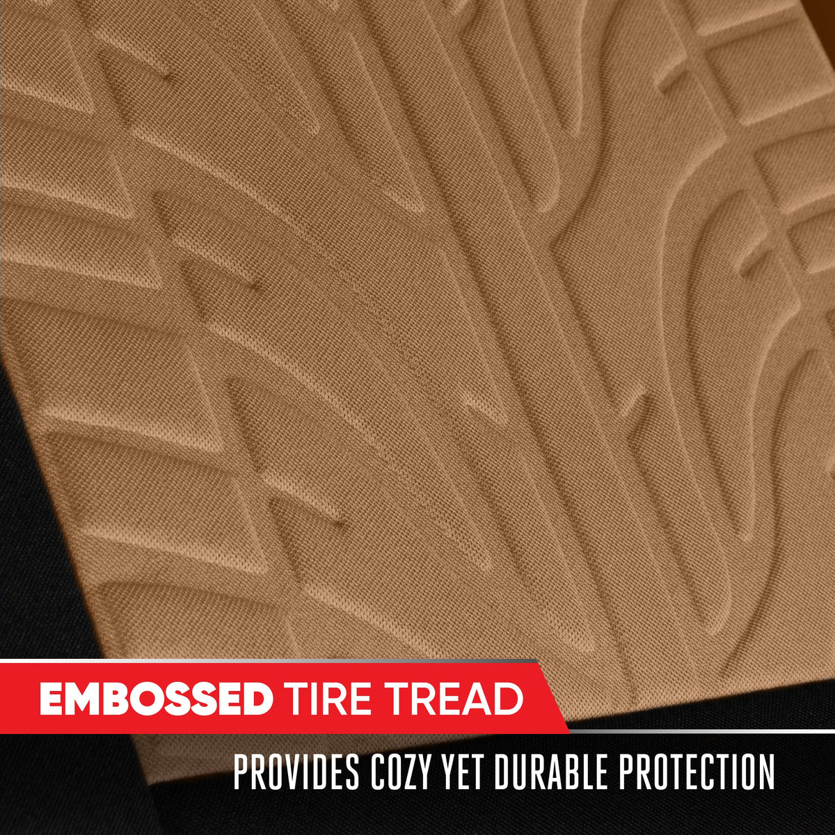 Motor Trend GrandPrix Seat Covers for Cars, 2-Pack Black & Beige Tire Tread Embossed Car Seat Covers for Front Seats, Automotive Interior Covers
