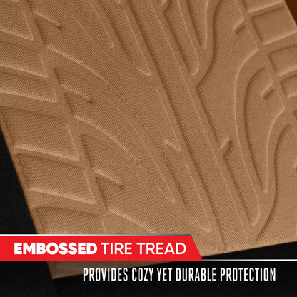 Motor Trend GrandPrix Seat Covers for Cars, 2-Pack Black & Beige Tire Tread Embossed Car Seat Covers for Front Seats, Automotive Interior Covers
