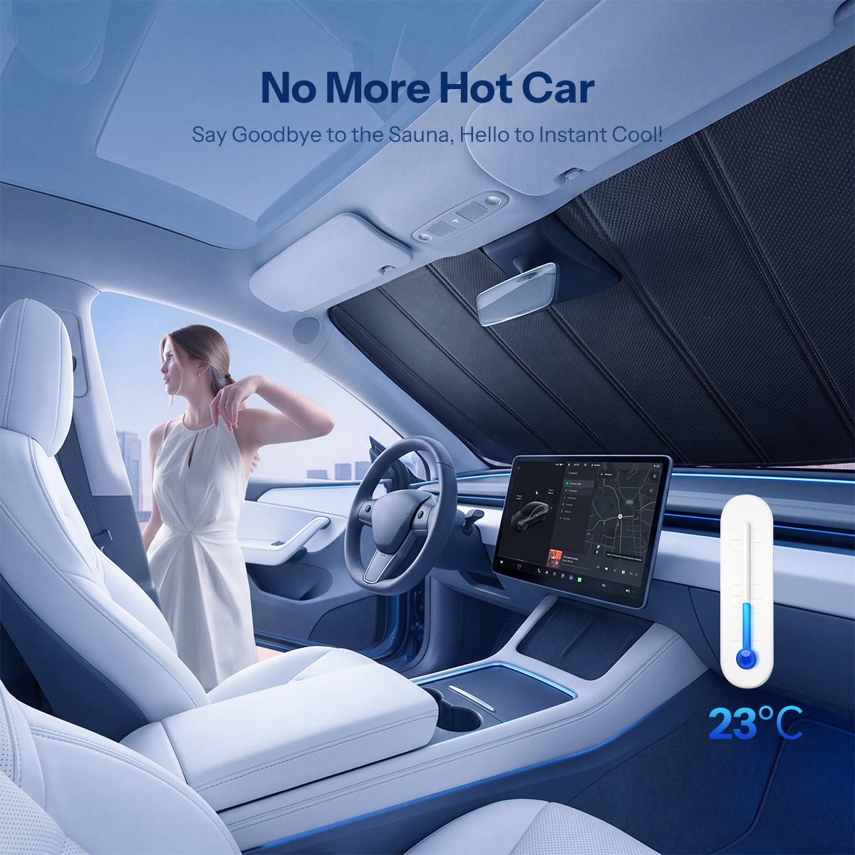 TESERY Foldable Front Windshield Sunshade for Model 3 & Model Y